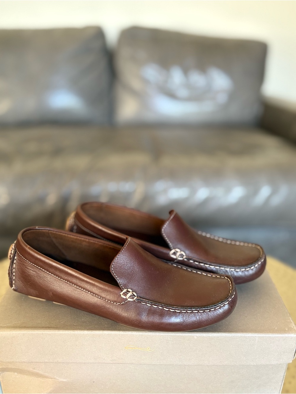 Cole Haan Country Shelby Brown Leather Driving Loafers Moccasins Size 6B